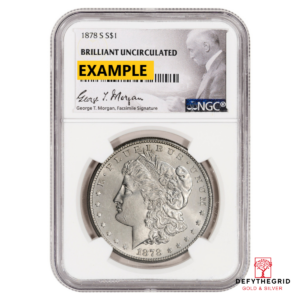 1878-S MORGAN SILVER DOLLAR NGC BU G.T. MORGAN LABEL Obverse product photo