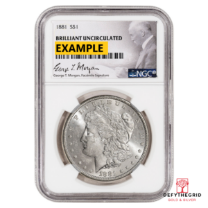 1881-S MORGAN SILVER DOLLAR NGC BU G.T. MORGAN LABEL Obverse product photo