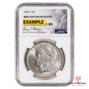 1884-O MORGAN SILVER DOLLAR NGC BU G.T. MORGAN LABEL Obverse product photo