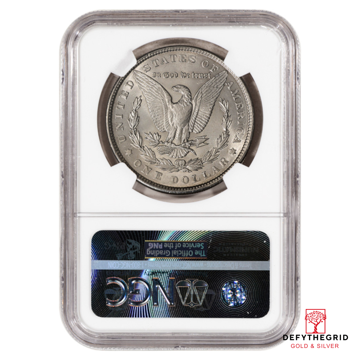 1900 MORGAN SILVER DOLLAR NGC BU G.T. MORGAN LABEL Reverse product photo
