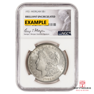 1921 MORGAN SILVER DOLLAR NGC BU G.T. MORGAN LABEL Obverse product photo