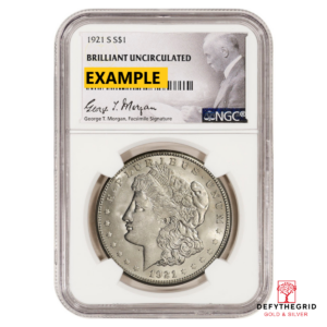 1921-S MORGAN SILVER DOLLAR NGC BU G.T. MORGAN LABEL Obverse product photo