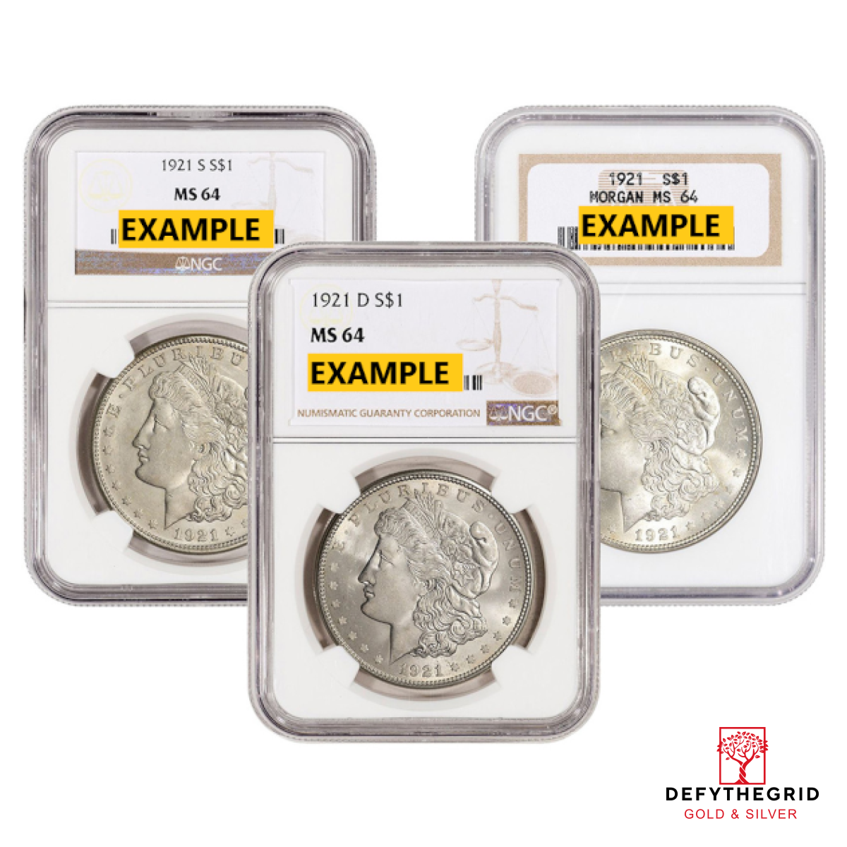 1921 AMERICAN SILVER MORGAN DOLLAR NGC64 Obverse product photo