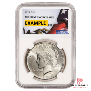 1925 US SILVER PEACE DOLLAR NGC BU FLAG LABEL Obverse product photo