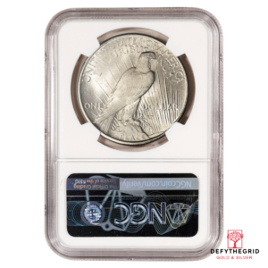 1925 US SILVER PEACE DOLLAR NGC BU FLAG LABEL Reverse product photo
