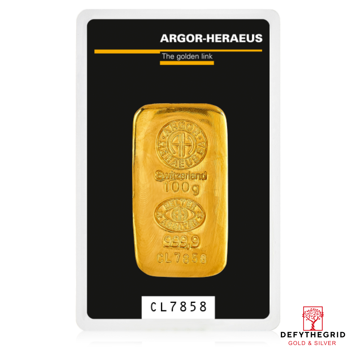 100 GRAM GOLD CAST BAR ARGOR-HERAEUS Obverse product photo