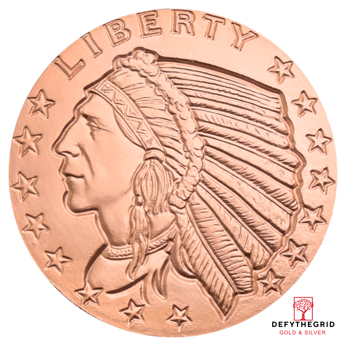 1 OZ COPPER ROUND INCUSE INDIAN Obverse product photo