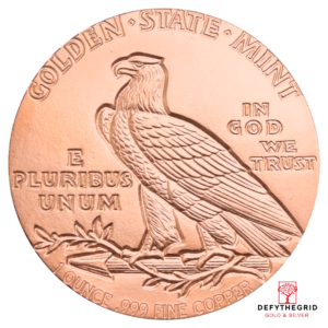 1 OZ COPPER ROUND INCUSE INDIAN Reverse product photo