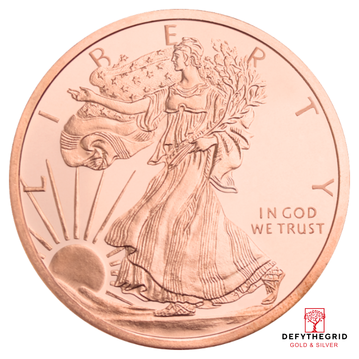 1 OZ COPPER ROUND WALKING LIBERTY Obverse product photo