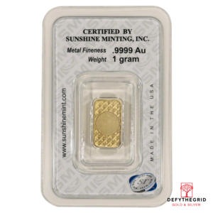 1 GRAM GOLD BAR SUNSHINE Reverse product photo
