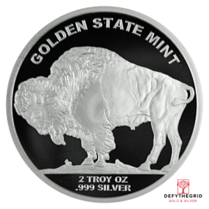 2 OZ SILVER ROUND BUFFALO DESIGN GOLDEN STATE MIN Reverse product photo