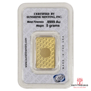 5 GRAM GOLD BAR SUNSHINE MINT Reverse product photo