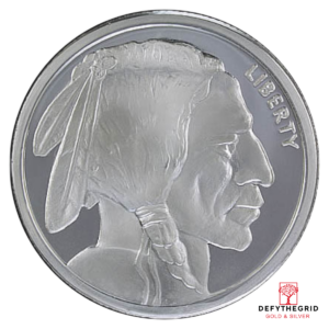 5 OZ SILVER ROUND BUFFALO DESIGN GOLDEN STATE MINT Obverse product photo