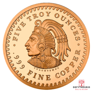 5 OZ COPPER ROUND AZTEC CALENDAR Reverse product photo