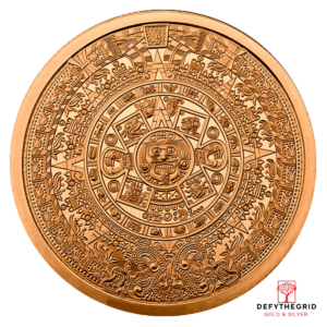 5 OZ COPPER ROUND AZTEC CALENDAR Obverse product photo