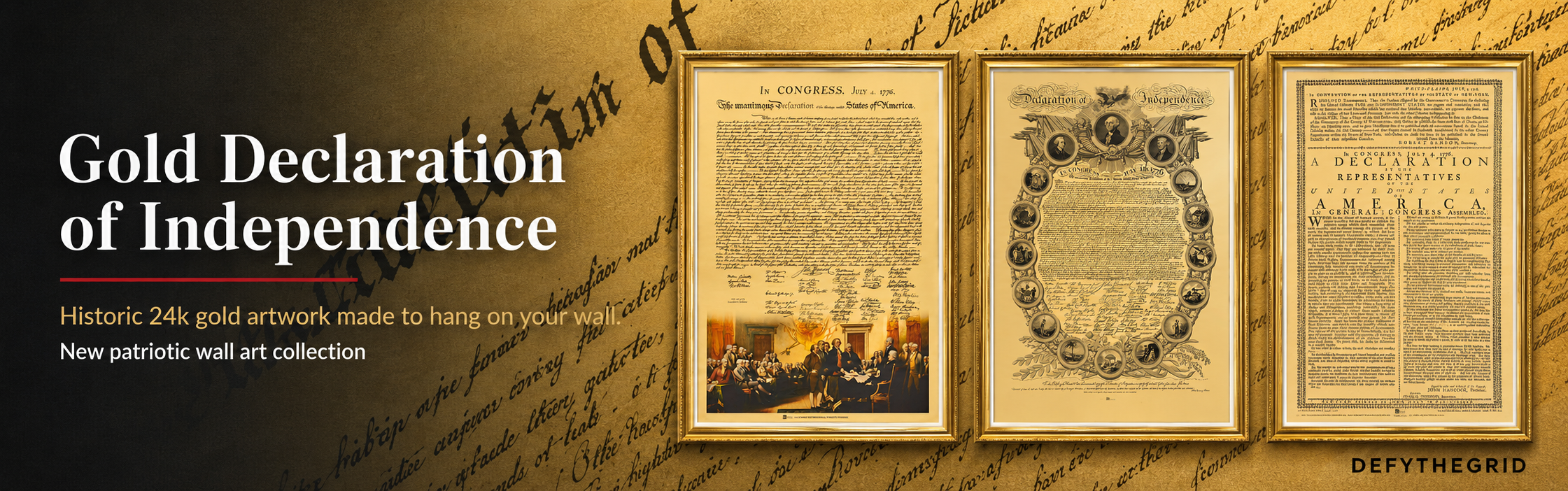 Gold declaration of independence art poster
