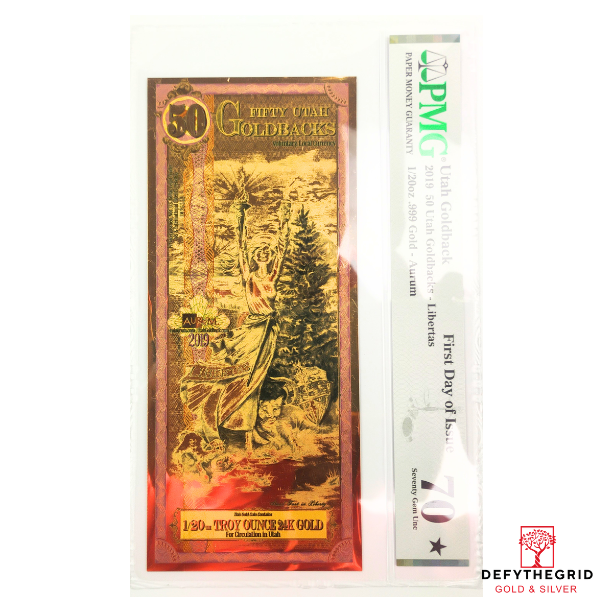 2019 Utah 50 Goldback Graded MS70 FDOI