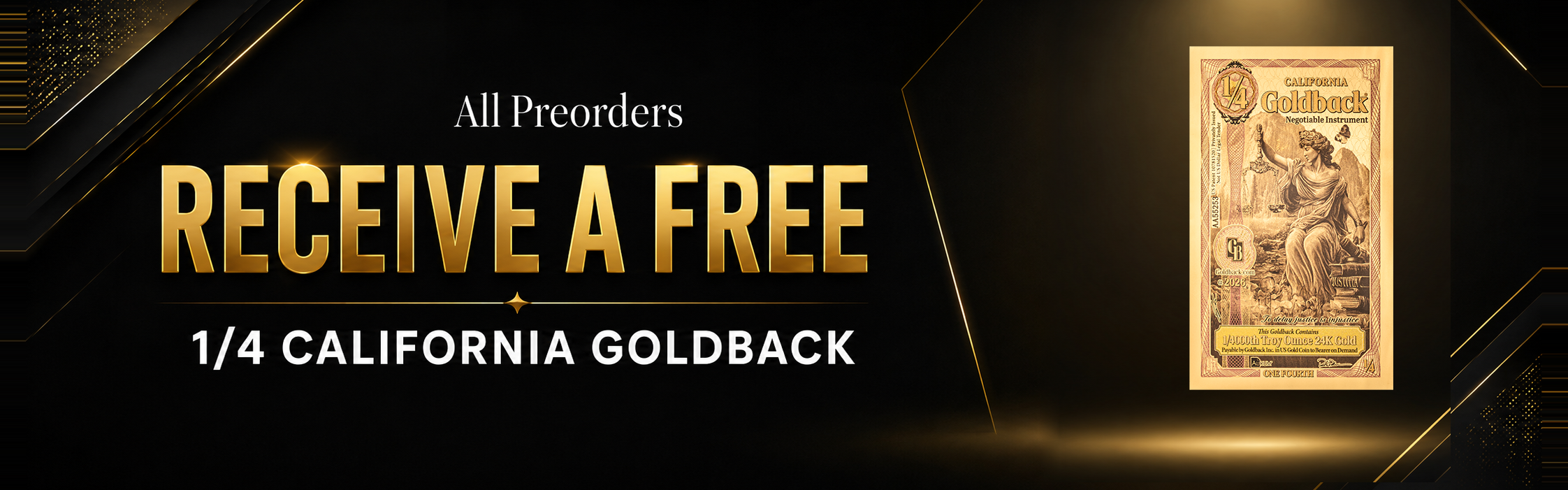 Free California 1/4 Goldback Banner