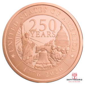 1 OZ COPPER ROUND 250TH ANNIVERSARY GOLDEN STATE MINT Obverse product photo