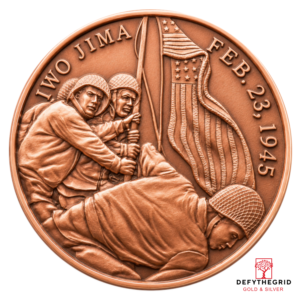 1 OZ COPPER ROUND IWO JIMA Obverse product photo