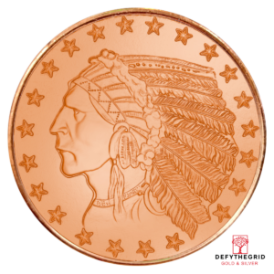 1 OZ COPPER ROUND INCUSE INDIAN Obverse product photo