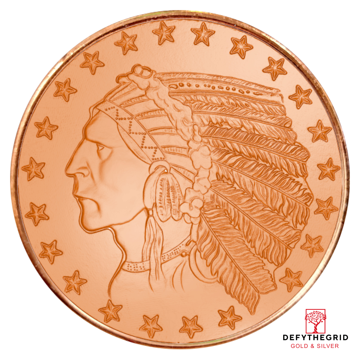 1 OZ COPPER ROUND INCUSE INDIAN Obverse product photo