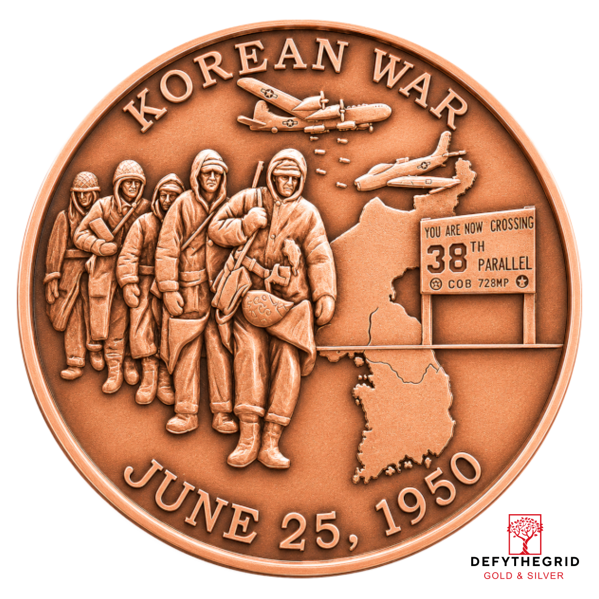 1 OZ COPPER ROUND KOREAN WAR Obverse product photo