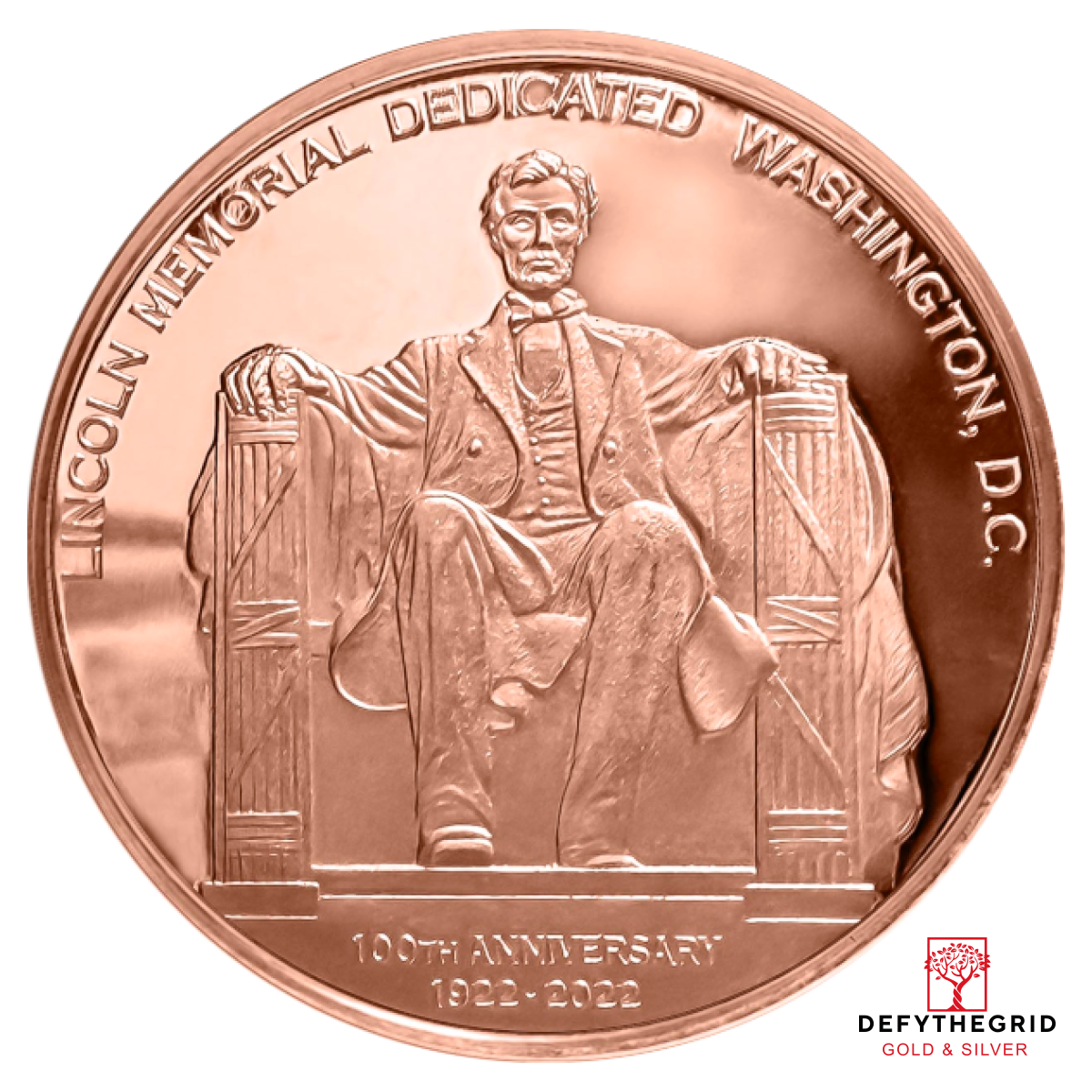 1 OZ COPPER ROUND LINCOLN MEMORIAL Obverse product photo