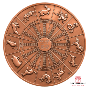 1 OZ COPPER ROUND LUNAR CALENDAR Obverse product photo
