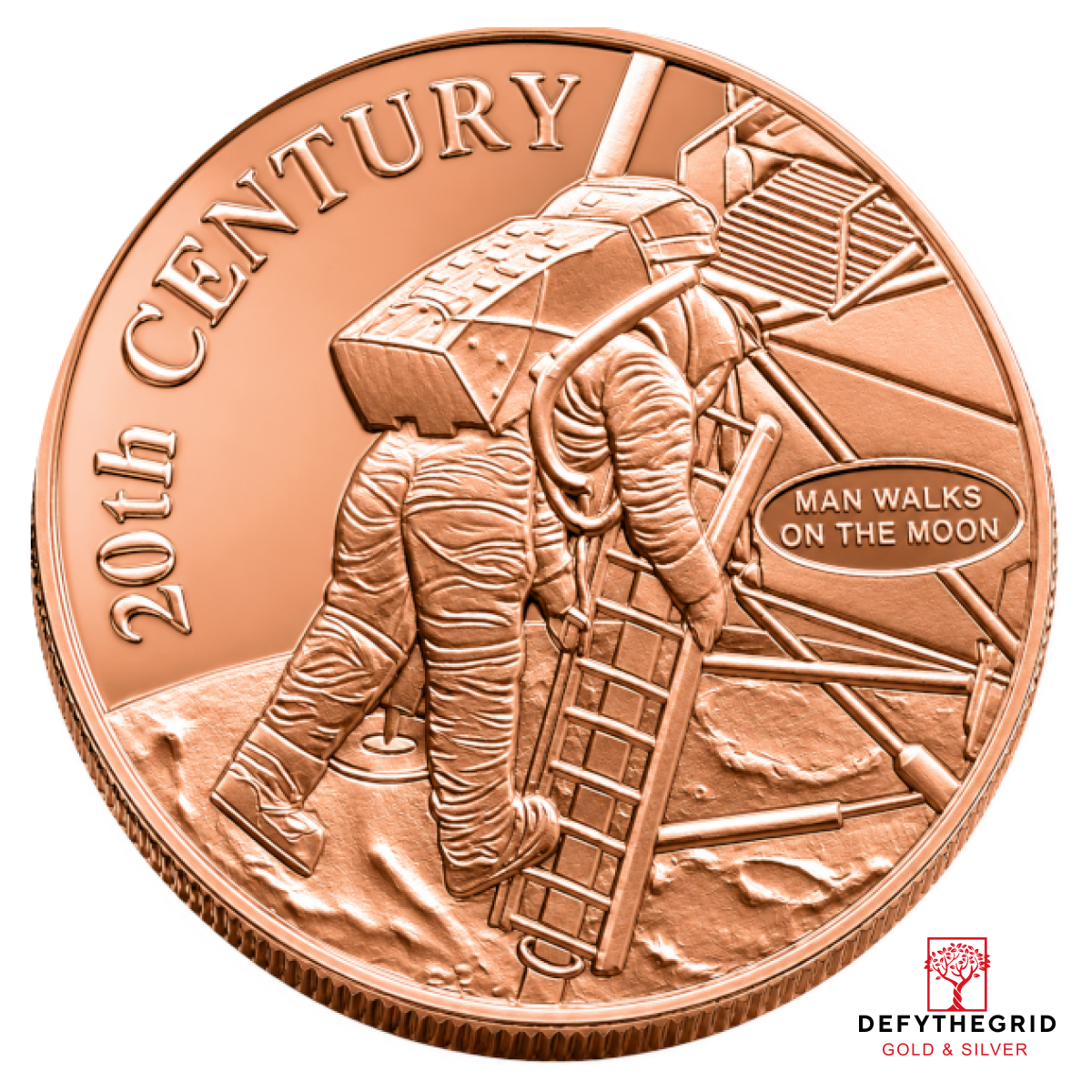 1 OZ COPPER ROUND MAN ON THE MOON Obverse product photo