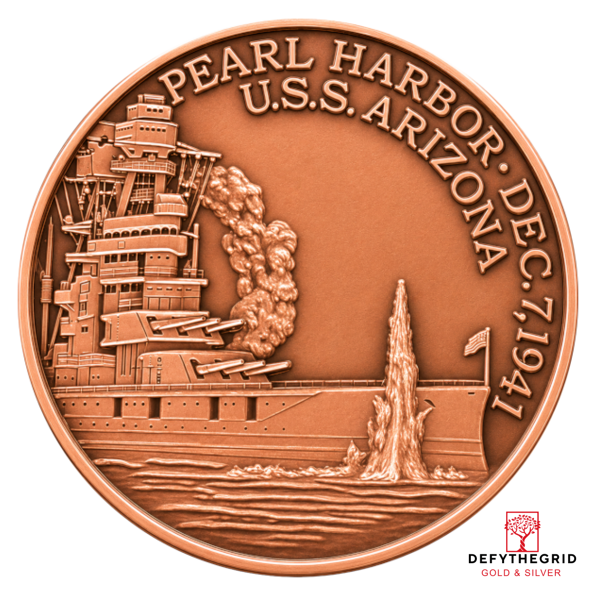 1 OZ COPPER ROUND PEARL HARBOR Obverse product photo
