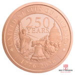2 OZ COPPER ROUND 250TH ANNIVERSARY GOLDEN STATE MINT Obverse product photo