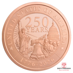 2 OZ COPPER ROUND 250TH ANNIVERSARY GOLDEN STATE MINT Obverse product photo