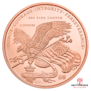 5 OZ COPPER ROUND 250TH ANNIVERSARY GOLDEN STATE MINT Reverse product photo