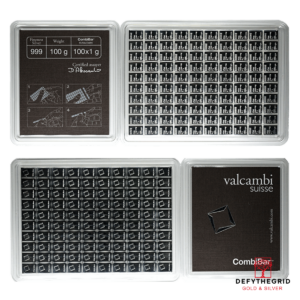 100 gram Silver Combi Bar Valcambi 100 x 1g Obverse product photo